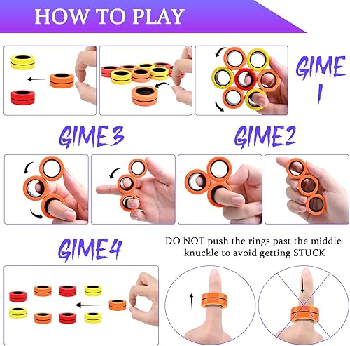 Vista 10 de Cevioce Paquete de 15 anillos magnéticos Fidget Toys Finger Spinner Pack
