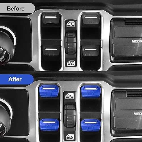 Miniatura 4 de 4 fundas de botón para interruptor de ventana mejoradas compatibles con Jeep Wrangler JL JLU 2018-2024 y Gladiator JT 2020 2021 2022 2023 2024