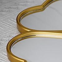 Vista 8 de Juego de 3 espejos decorativos de pared, espejos de corazón de trébol de cuatro hojas para pared (dorado)
