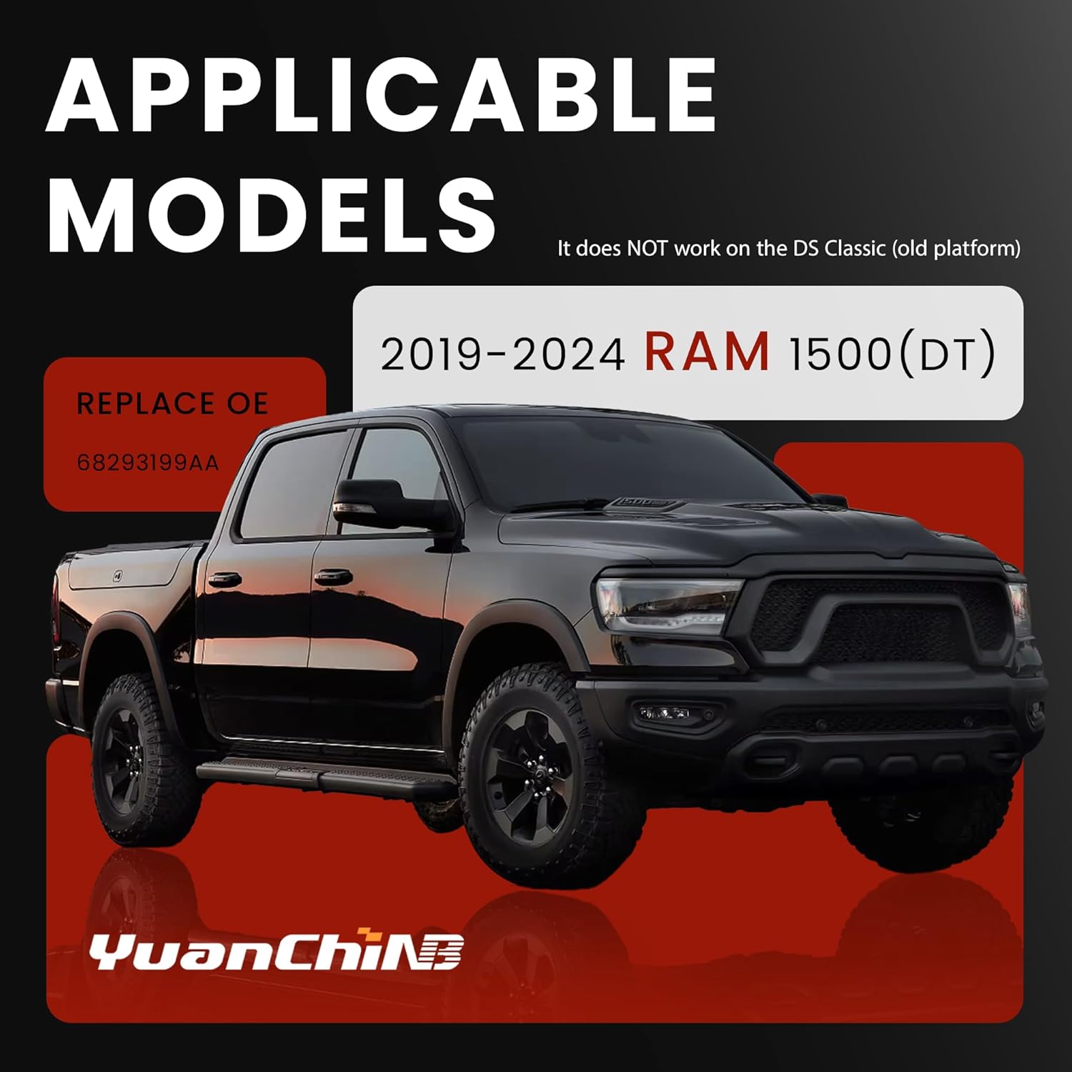 TPMS Sensors Set of 4 433MHz Pre-Programmed Tire Pressure Sensor Compatible with 2019 2020 2021 2022 2023 2024 RAM 1500 DT Replace OE 68293199AA