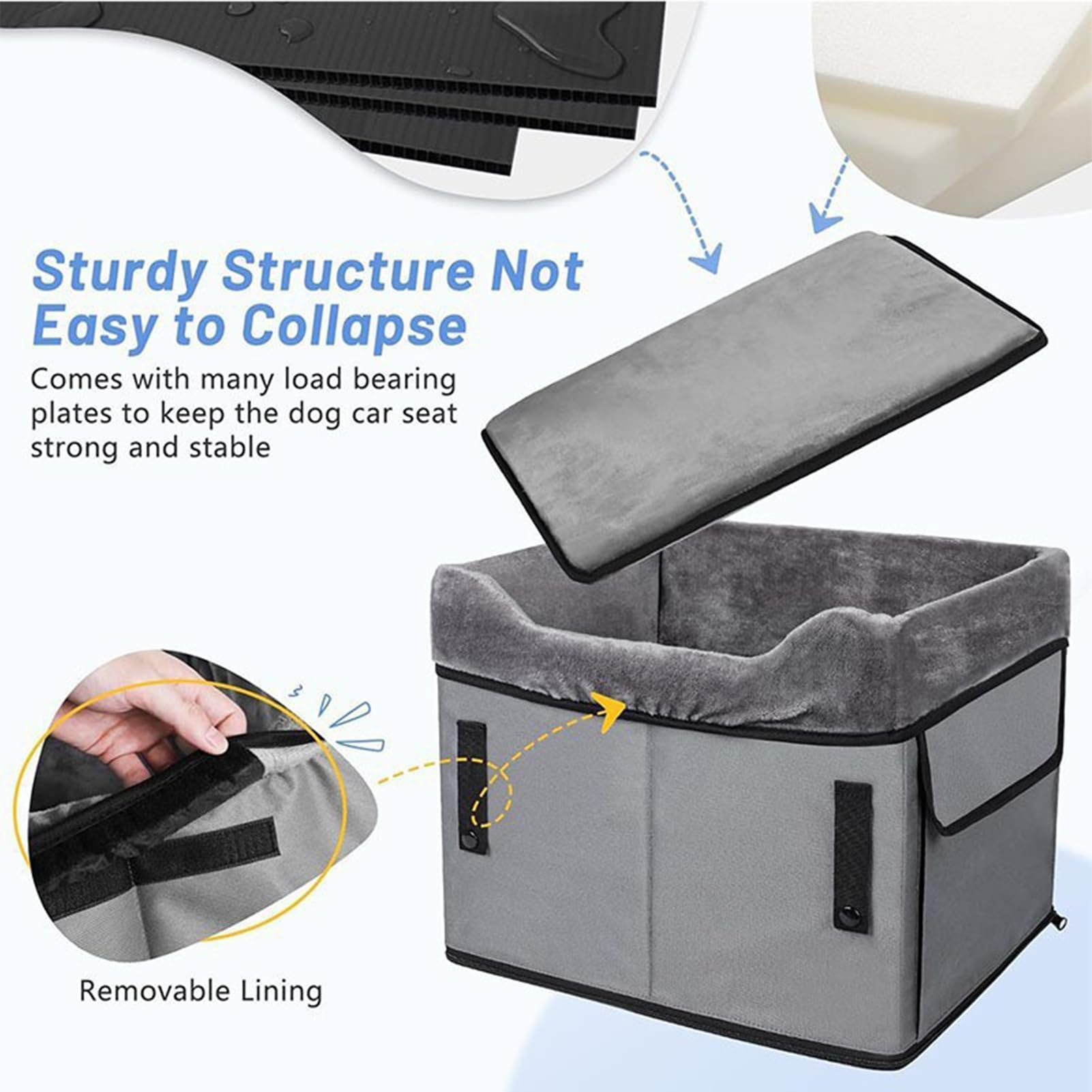 Asiento De Coche Para Perros Cama De Peluche Portátil Y Lavable | Cama Canina De Coche Con Bolsillos De Almacenamiento Para Menos De 11 Kg Viaje En Vehículo Trasero Delantero Centro