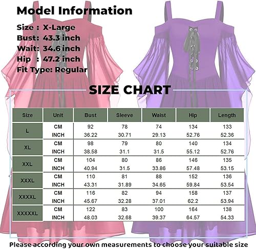 Miniatura 6 de Womens Renaissance Costume Cold Shoulder Butterfly Sleeve Dress Halloween Costumes Christmas Cosplay Party Dress