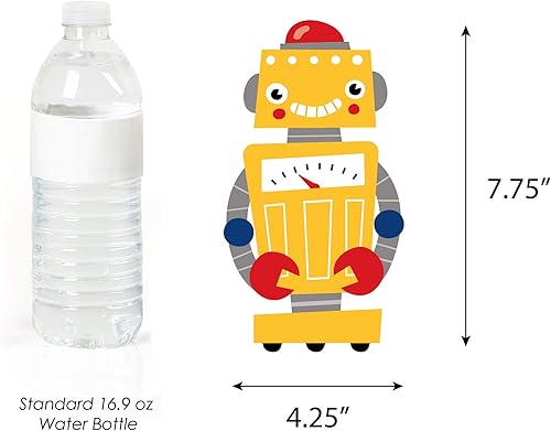 Miniatura 5 de Big Dot of Happiness Gear Up Robots - Decoraciones de bricolaje para fiestas de cumpleaños o baby shower, juego de 20