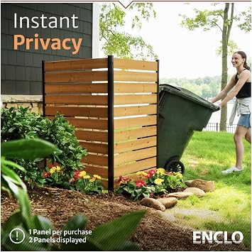 5ft H x 3.2ft W (1 Panel) No Dig Enclo Concord Cedar Wood Privacy Screen, Great to Hide Trash Cans, Decorative Patio Privacy Screen, Outdoor Fence, Air Conditioner Fence, EC18022