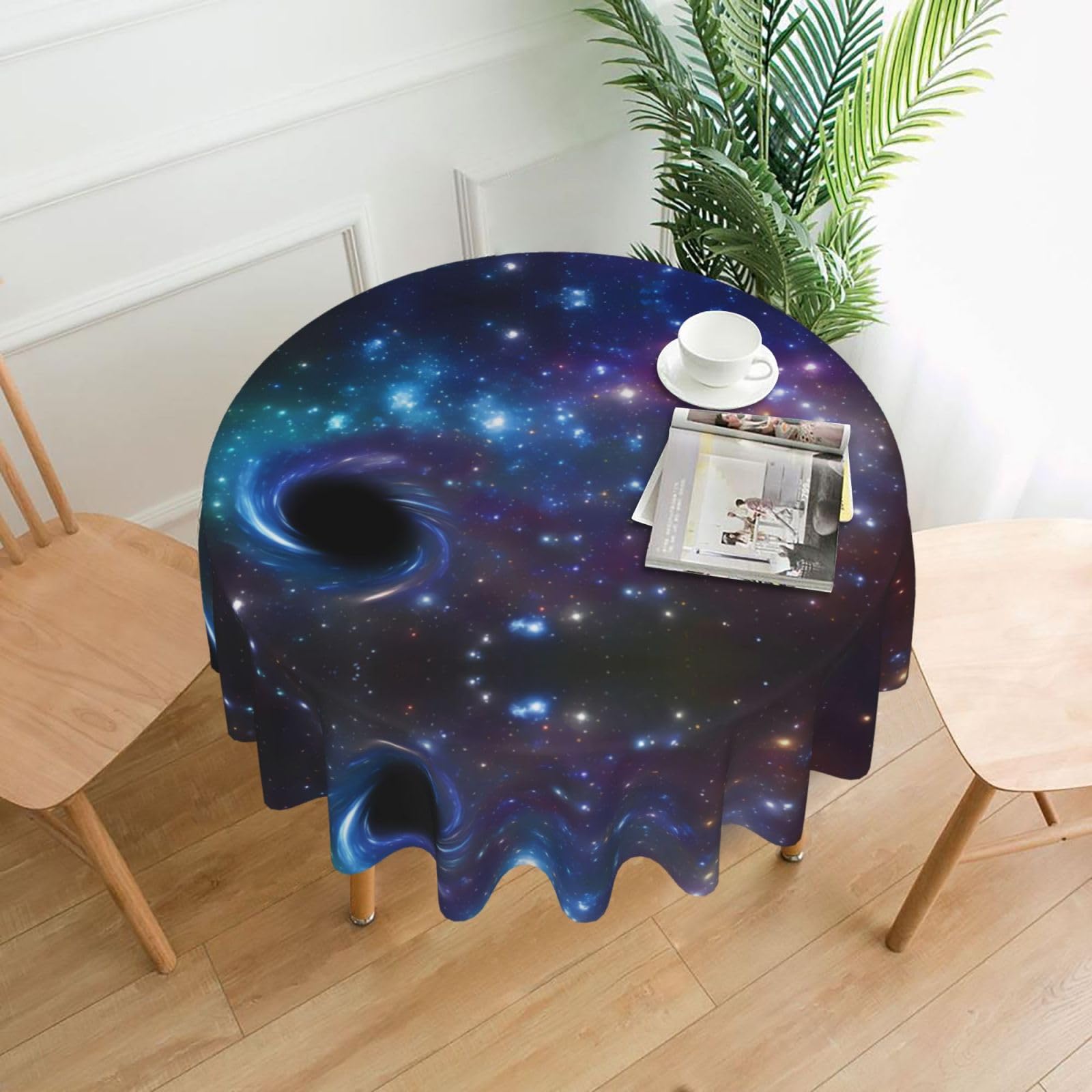WHJSSF Galaxy Prints Round Decorative Tablecloth 60in - Elevate Your Dining Experience with a Stylish & Protective Table Throw