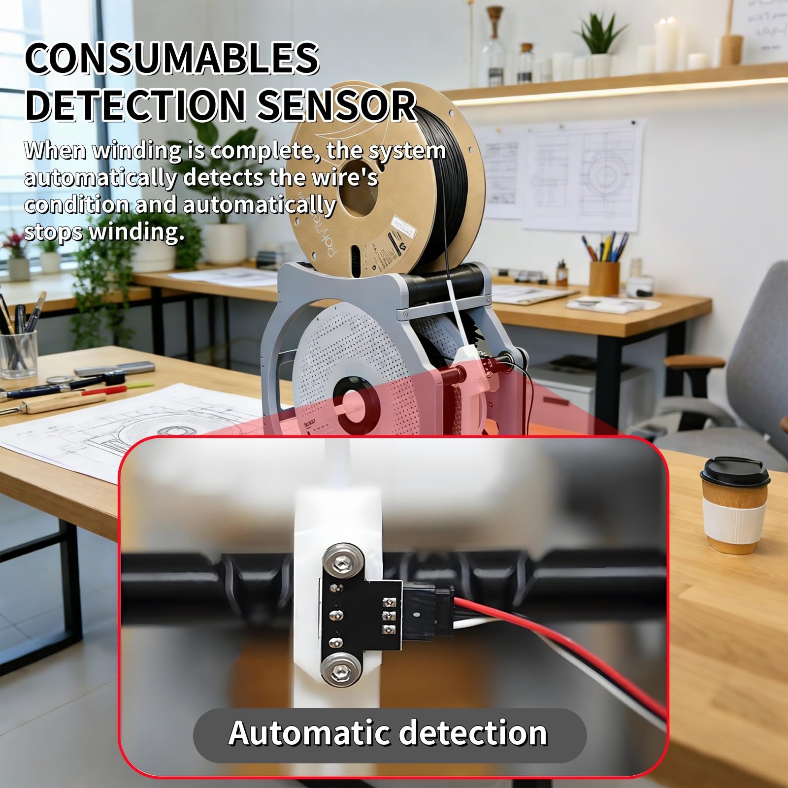 Rebobinador eléctrico automático, rebobinador industrial 3D para bobinas de 1 kg, compatible con múltiples tipos de filamentos y cables de soldadura