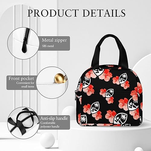 Miniatura 4 de Guam Bolsa de almuerzo de hibisco tribal reutilizable, bolsa de comida para el trabajo, picnic y viajes