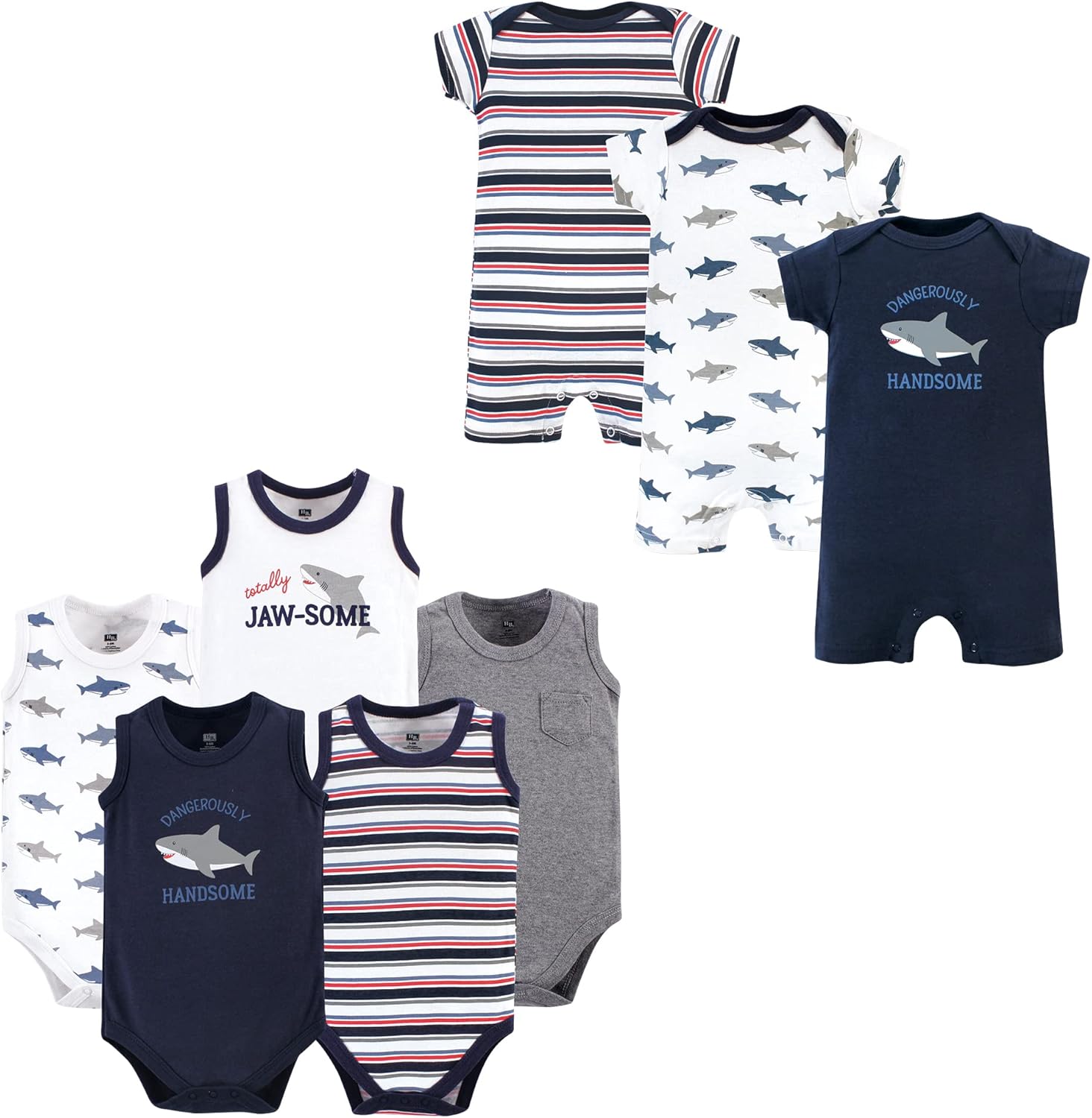 Hudson Baby baby-girls Cotton Bodysuits and Rompers, 8-piece