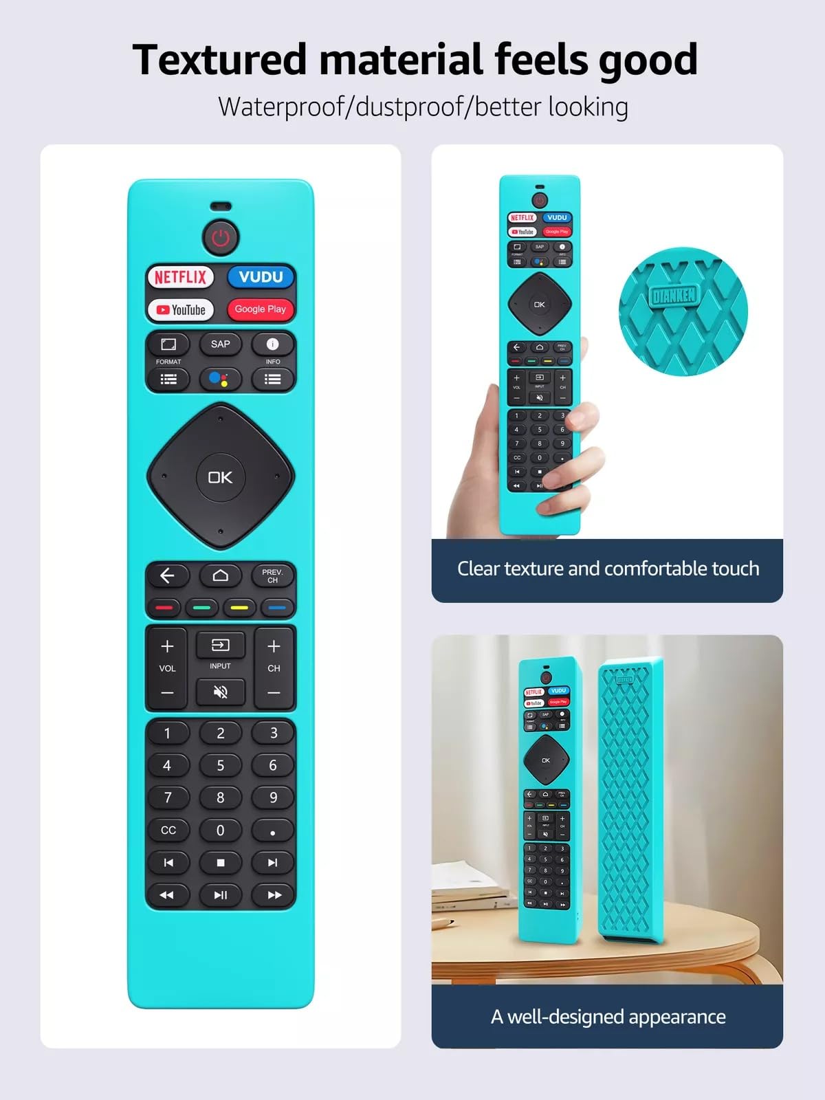 ZWP Funda de silicona para mando a distancia Philips Android TV NH800UP RF402A-V14, azul | También para mando a distancia URMT47CND0 BT800 URMT26RST004, funda lavable, a prueba de golpes, brilla en la oscuridad