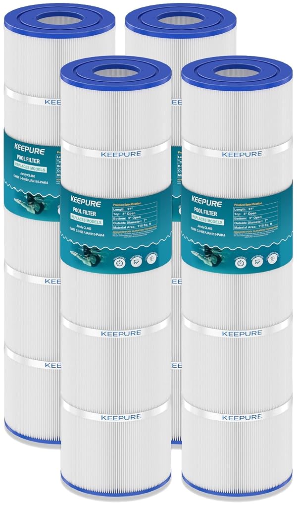 KEEPURE Jandy CV460 Pool Filter Cartridges Compatible with Jandy CL460, PJAN115, C-7468, FC-0810, FC-6410, A0558000, AK-60432, 4 x 115 sq.ft, 4Pack by KEEPURE - Used condition - US$67.94