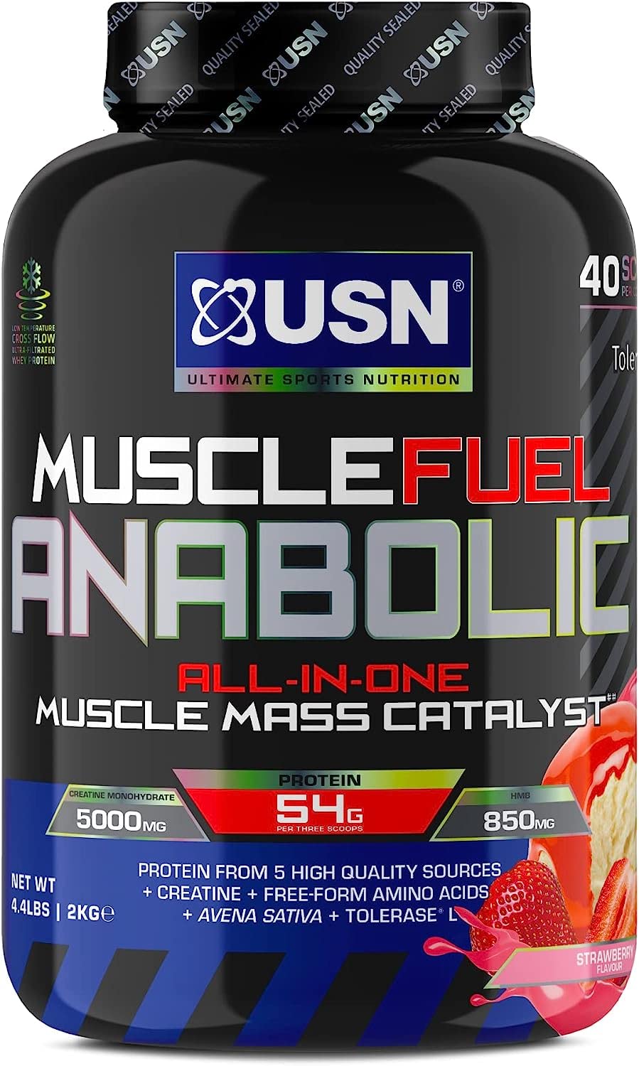 USN 2 kg Muscle Fuel Anabolic Shake – Erdbeere