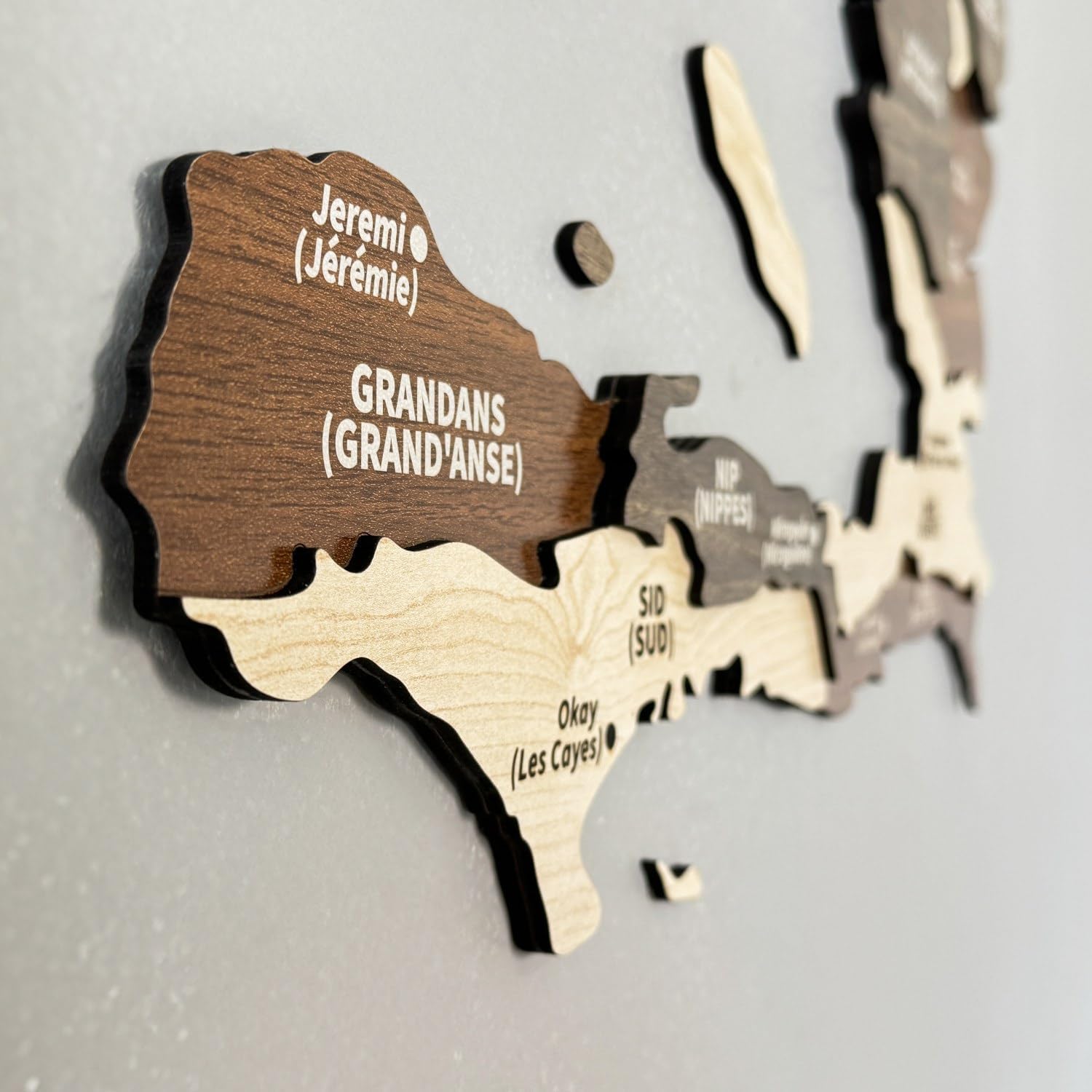 3D Haiti Wooden Country Map Wall Art Decor - Unique Handmade Housewarming Gift for Haiti, Perfect for Home or Office Décor (15.7"x11.8" | 40 x 30 cm)