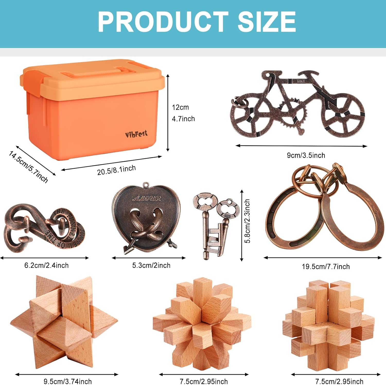 16 PCS Metal Brain Teaser Puzzles 3D Puzzle for Adults Logic Puzzle Games Set Gift for Adults and Teenagers