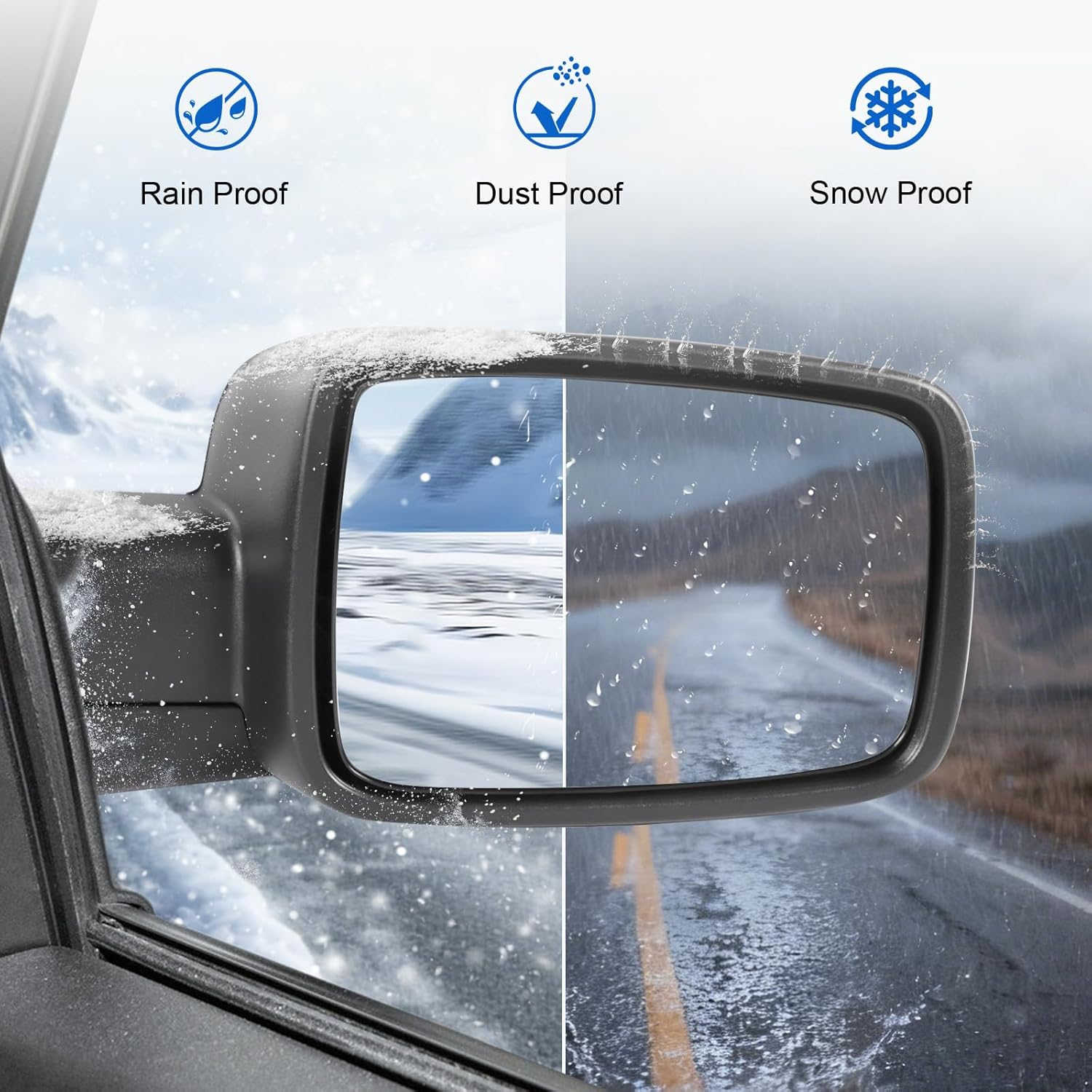 Door Mirror Right Passenger Side Replacement For Ram 1500 2014-2018 Ram 2500 2013-2018, Replace 68147862AQ, Black 5PINS