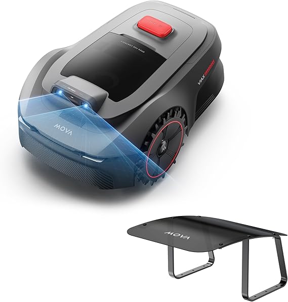 Rasaerba robotizzato MOVA ViAX senza filo perimetrale, consigliato per 250 m², mappatura automatica UltraEyes supportata dall'intelligenza artificiale, percorso a U, incluso vano portaoggetti.