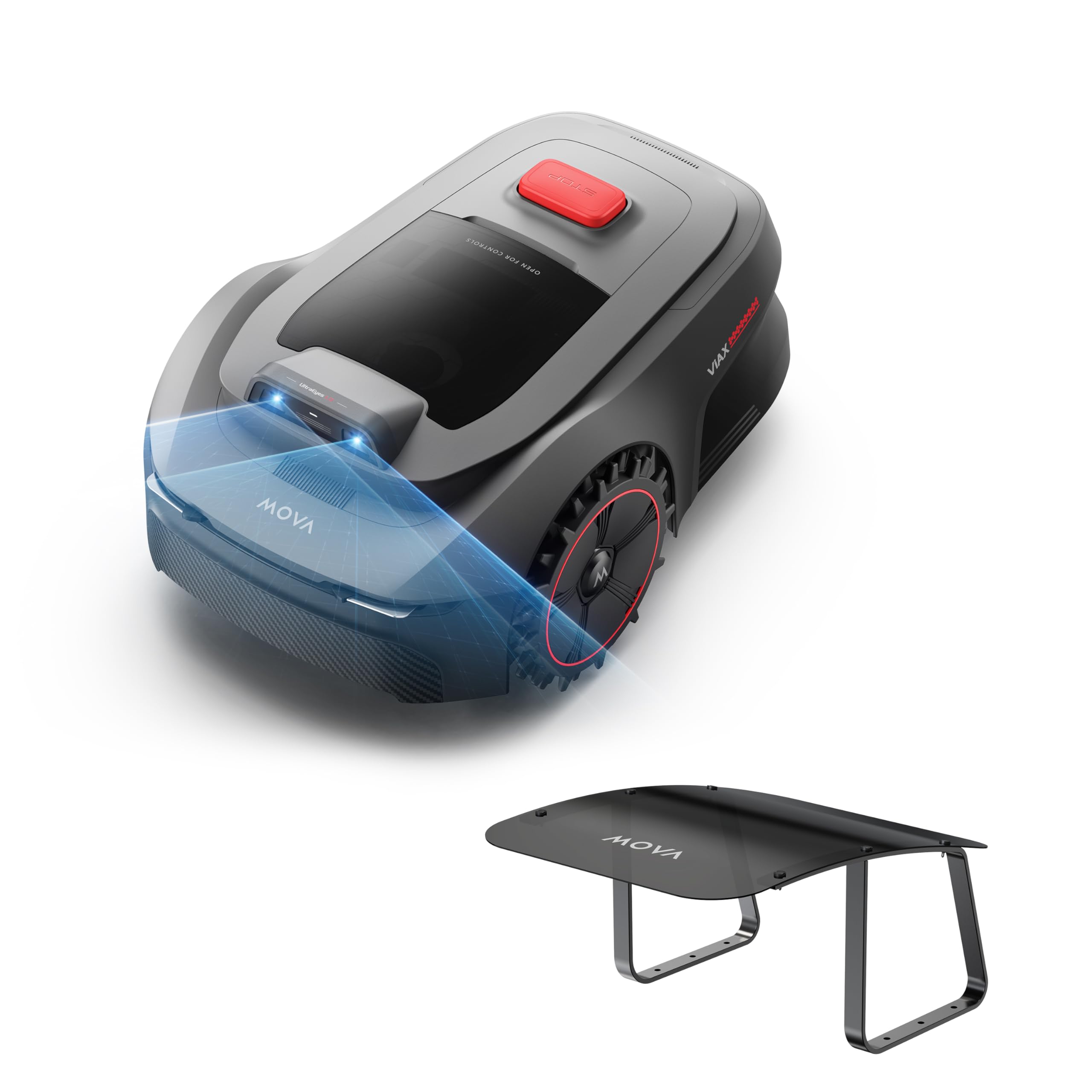 MOVA ViAX 250 Mähroboter mit Garage, Empf. 250m², KI-unterstützte Mapping, U-förmige Bahnen, Hindernisvermeidung Dual-Vision, Besserer Kantenschnitt, Für Komplexe Gelände, Appsteuerung