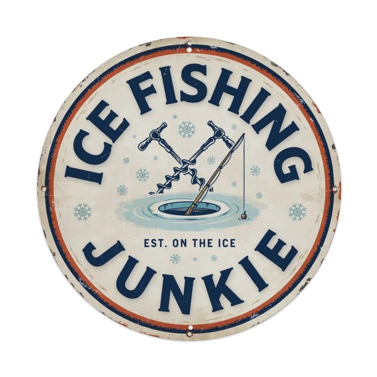 Ice Fishing Junkie Metal Tin Sign Plaque