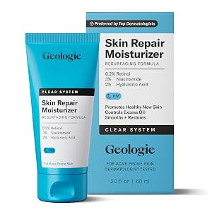 Geologie Skin Repair Moisturizer Face Cream Clear System Retinol Resurfacing Formula For Blemish Prone Skin with Niacinamide Hyaluronic