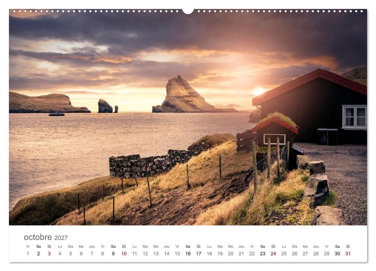 Lumières d'automne aux îles Féroé (Calendrier mural haut de gamme 2027 DIN A2 vertical), CALVENDO calendrier mensuel: L'atmosphère du nord