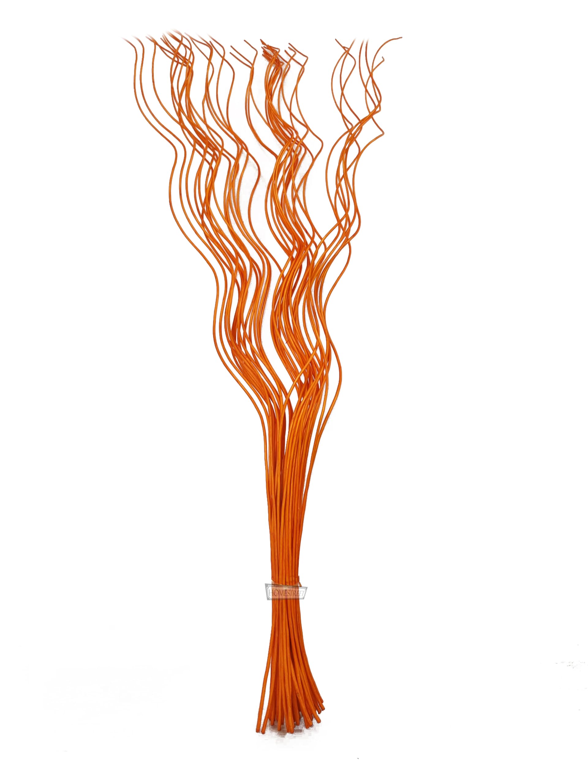 Homestreet Orange Tall Spiral Curly Willow Twigs, Colourful Metallic Natural Dried Dyed Exotic, Ting Home Decor Floral Arrangement Display, 40 Piece Bunch, 120Cm Long For Floor Vase (Orange)
