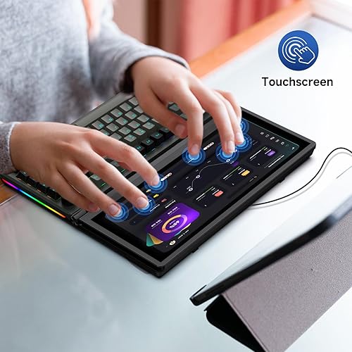 Miniatura 4 de Kwumsy K3 - Teclado mecánico externo con pantalla táctil de 13 pulgadas, 82 teclas, plegable, de 0 a 90 grados, portátil, USB, con cable RGB,