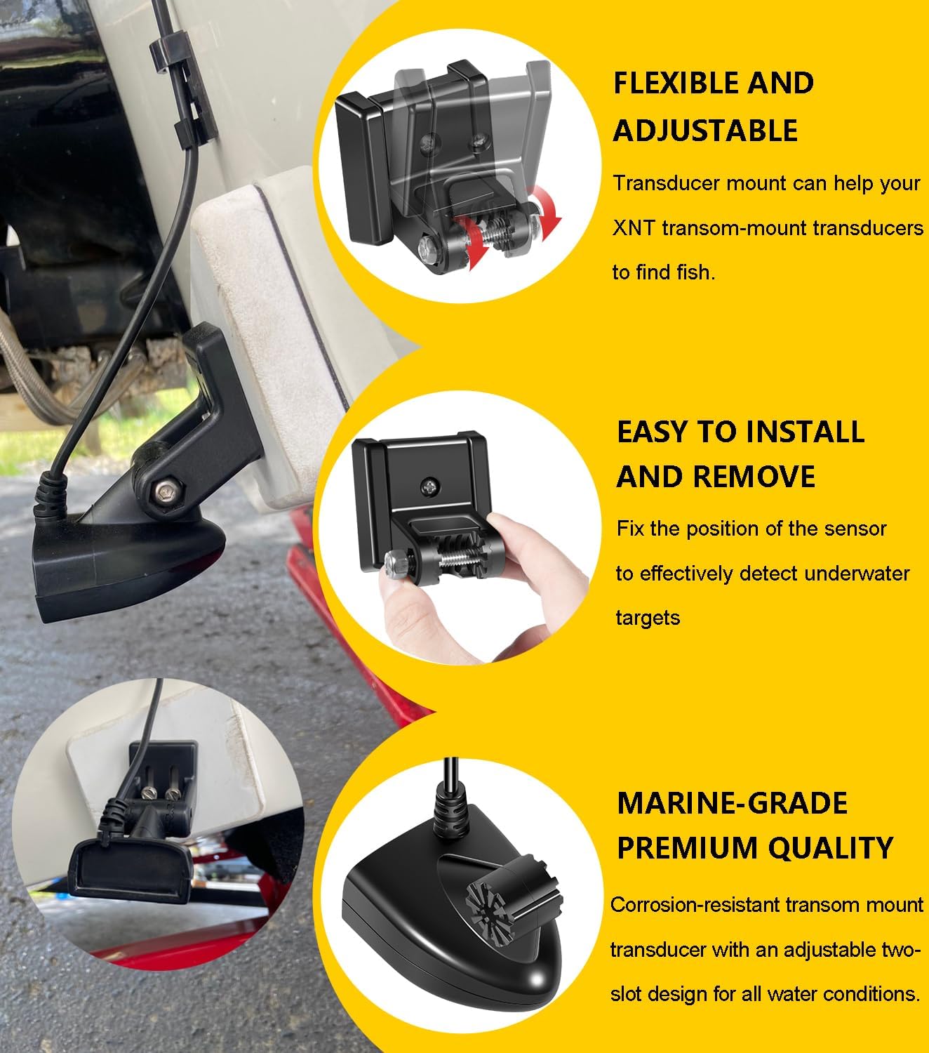 XNT-9-HW-T Transom Temperature Transducer for Humminbird Helix 5/7/8/9/10/12 with Dual Spectrum Chirp Sonar 710274-1, 20 Feet Cable Length MEGA Imaging Shallow to Deep Water