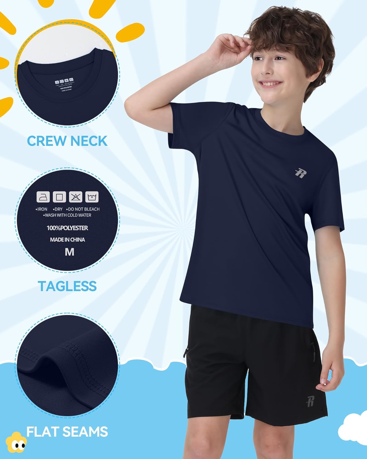 Runhit Boys Rash Guard Short Sleeve Swim Shirt Kids UPF 50+ Quick Dry Rashguard Sun Protection Water T-Shirt 2T to Youth - Image 5