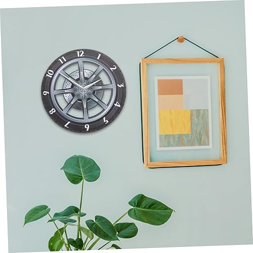 Miniatura 5 de VOSAREA Reloj de pared grande 3D 3D, reloj de pared de garaje, reloj de llanta silencioso, funciona con pilas, engranaje de goma, reloj decorativo