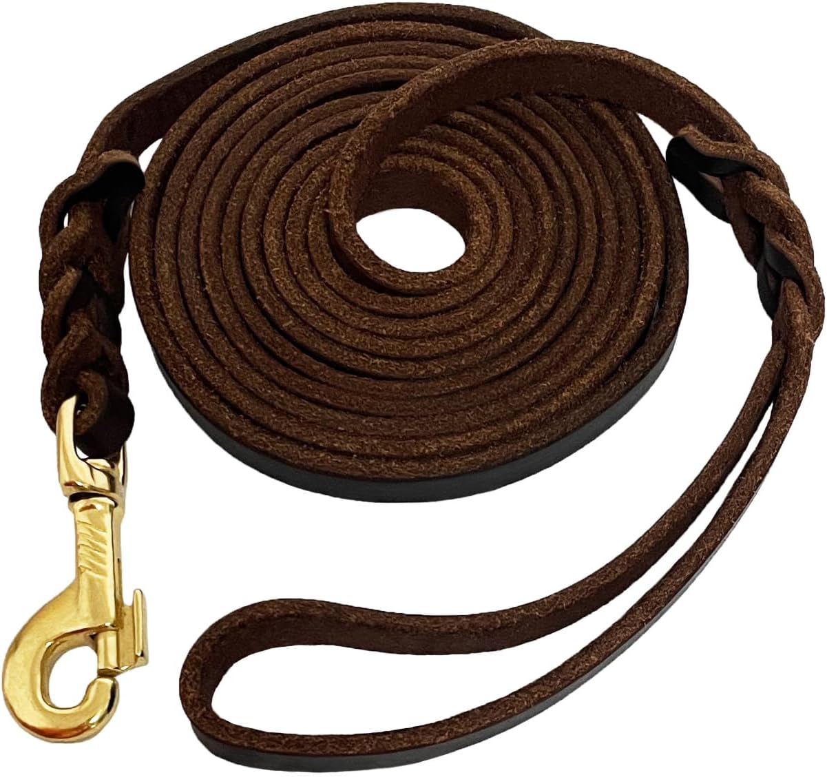 LWBMG Long Leather Dog Leash 30ft, Heavy Duty Pet Leash, Strong Sturdy Genuine Leather Braided Dog Leashes, Soft and Comfortable Leashes for Medium and Small Dogs Training