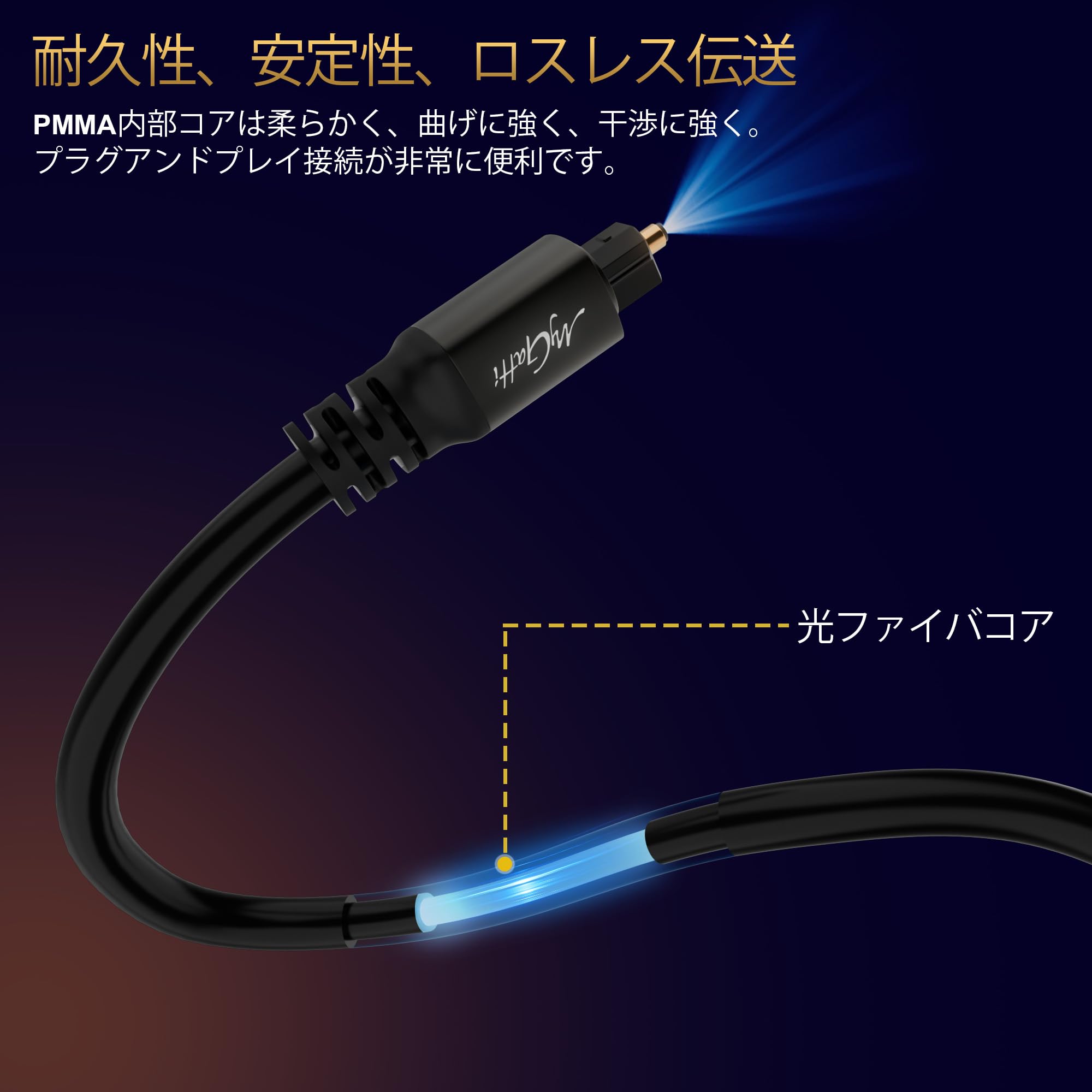 Amazon | Toslink 光デジタルオーディオケーブル 40M 角型 S/PDIF