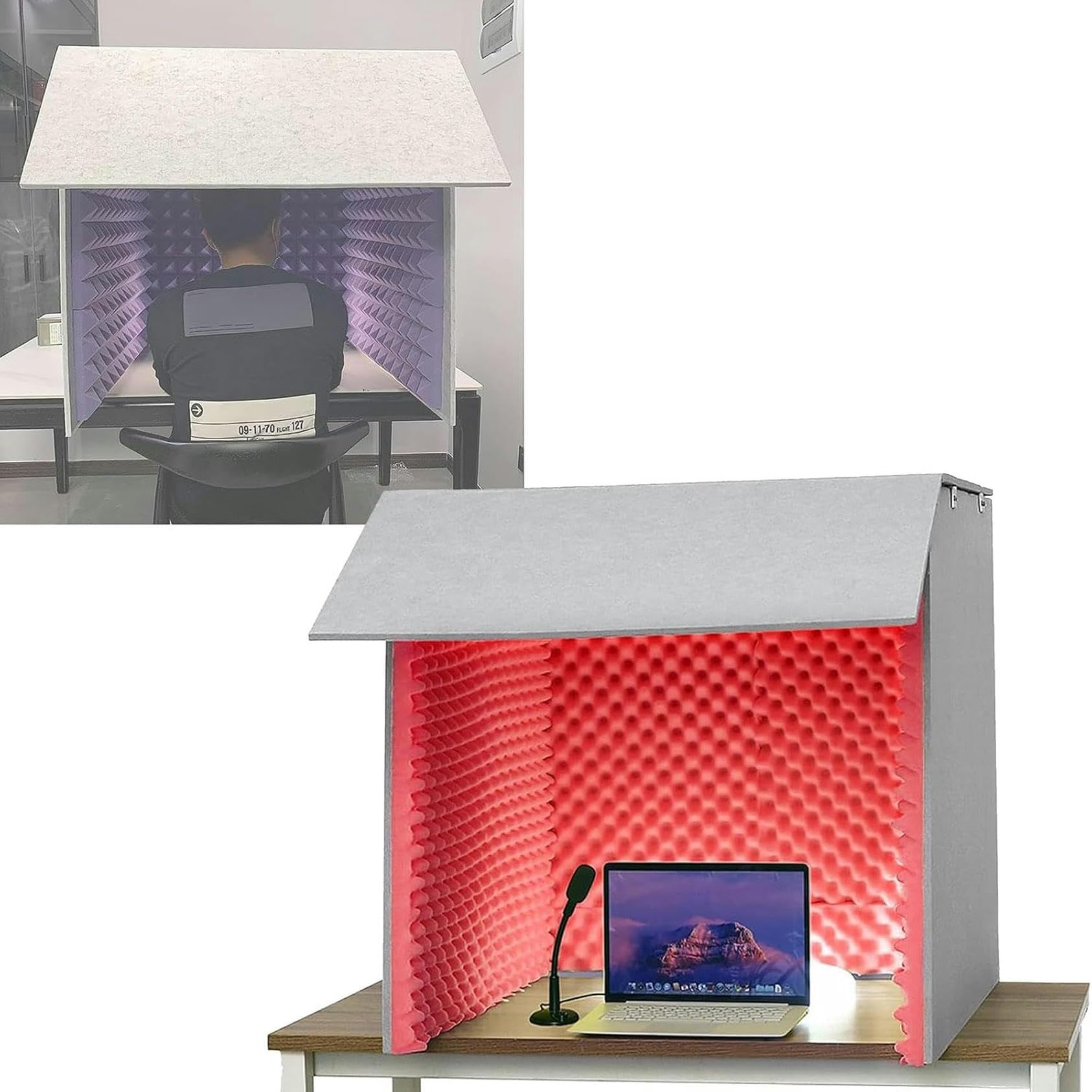 Cabina vocal insonorizada, escudo de aislamiento de grabación portátil, carcasa de micrófono para estudio en casa, reducción de ruido profesional, fácil configuración, ideal para músicos