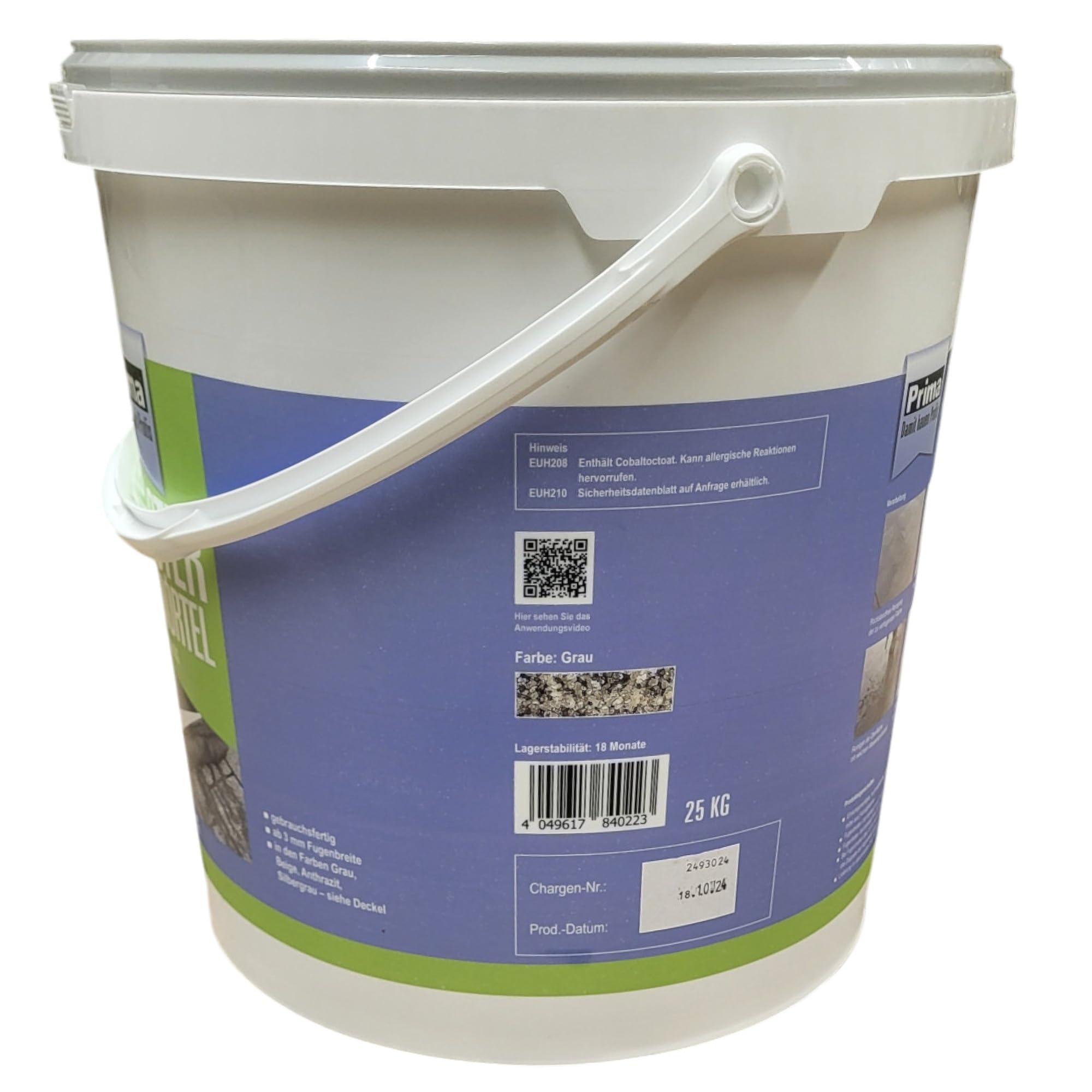 zbs24 Prima Pflasterfugenmörtel grau 12,5 kg - gebrauchsfertig, wasserdurchlässig, gegen Unkrautbewuchs, witterungsbeständig, Verfugen von Beton und Natursteinbelägen