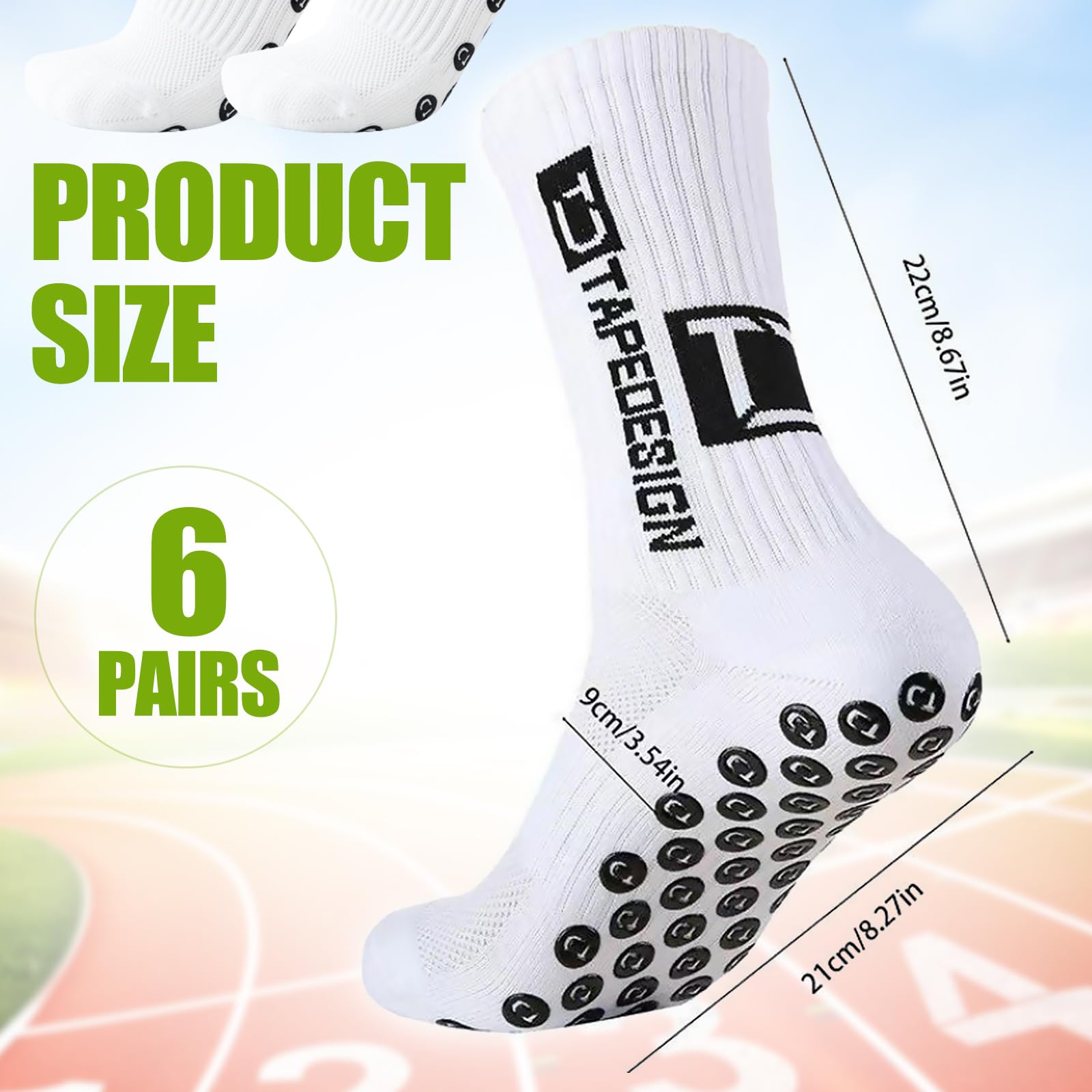 6 Pares de Calcetines Deportivos Antideslizantes, Calcetines de Fútbol, 39-46 Calcetiness Antideslizantes Futbol, Calcetiness Deporte Unisex para Running Ciclismo Trekking Baloncesto