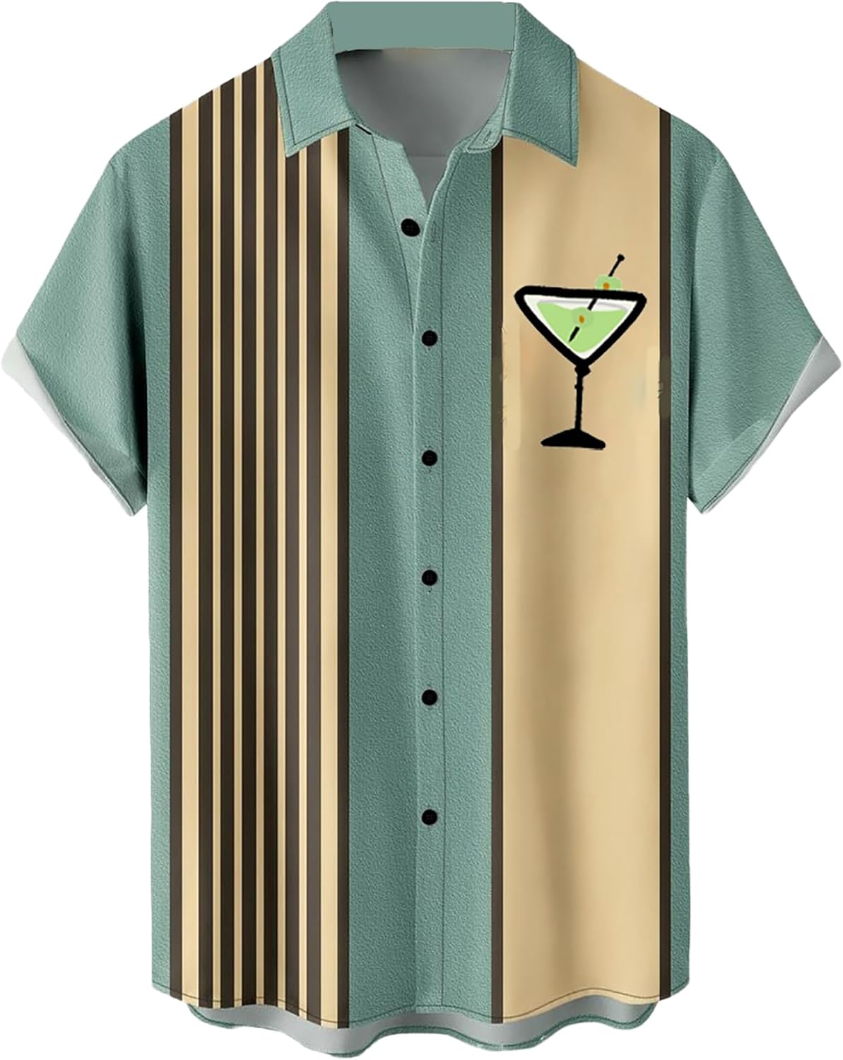 QIVICIMA Men's Retro Bowling Shirts 50s Rockabilly Style Button Down Shirts Vintage Style Camp Shirt XX-Large 1 B4 Classics