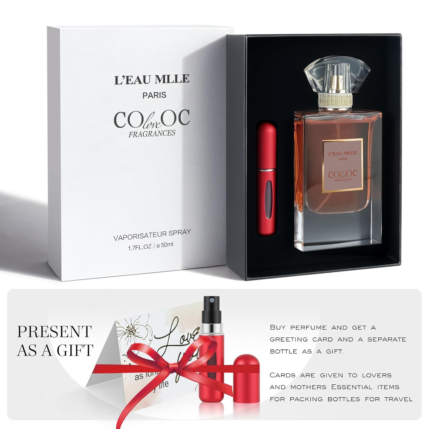L'EAU MLLE Paris Eau de Parfum - Inspired by C. Coco Mademoiselle, Fresh & Floral Oriental Notes Of Citrusy, Rose Essence, Warm Vanilla & Earthy Patchouli, Long Lasting Women‘s Perfume,Precious Gift