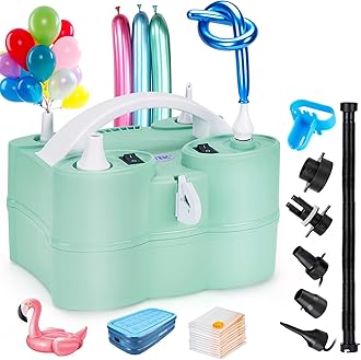 AGPTEK Electric Air Balloon Pump, 110V 600W Rose Red Portable Dual Nozzle Inflator/Blower for Party Decoration