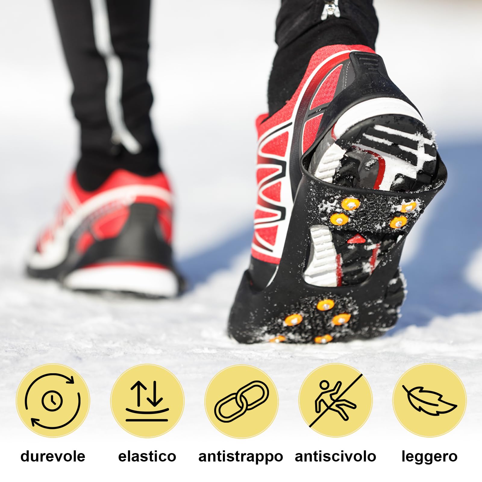 ALPIDEX Ramponi Ghiaccio Spikes Sostituzione Ghiaccio Artigli Scarpa Neve Ice Grips Ramponi Antiscivolo Missure 35-47