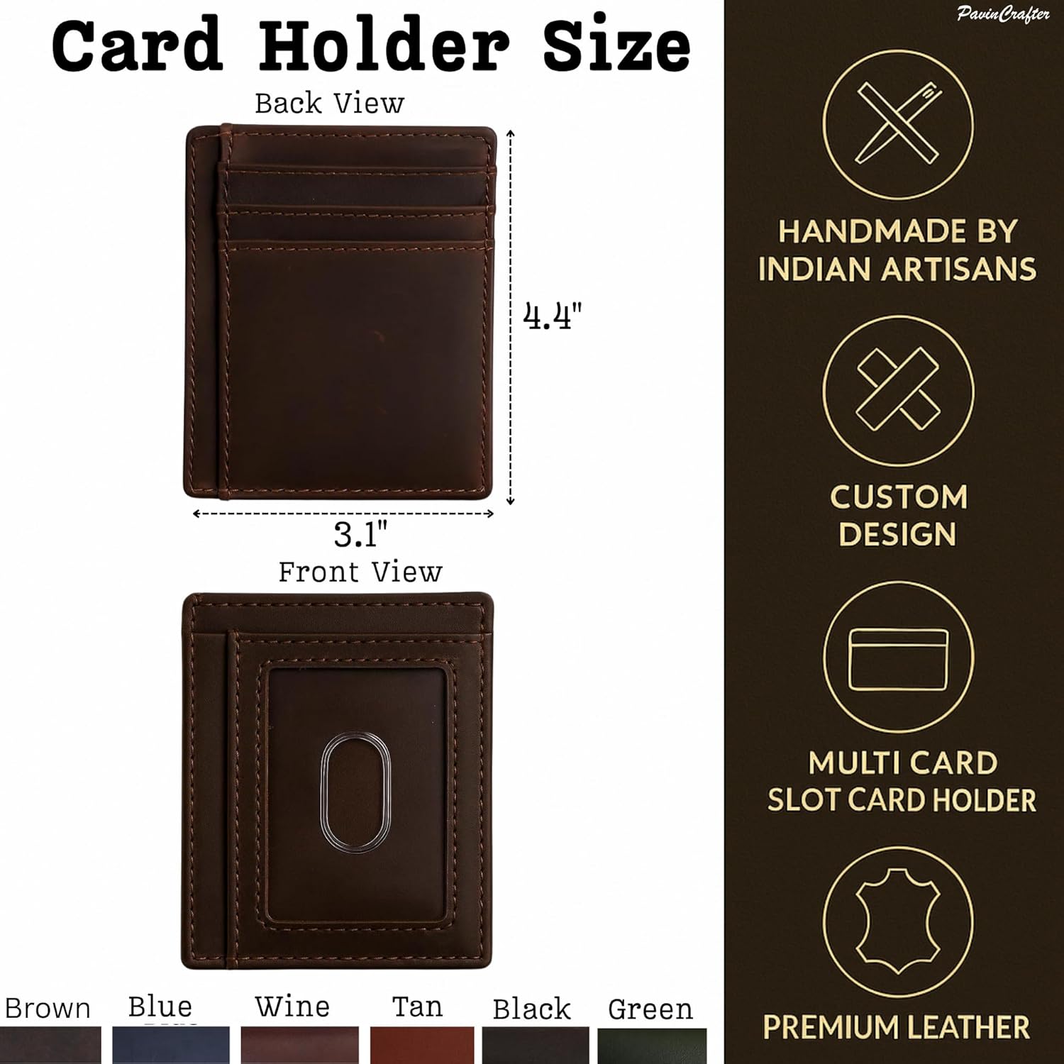 Slim Leather Wallet for Men & Women – Minimalist Front Pocket Card Holder, Small Money Clip Wallet, Genuine Leather Credit Card Case (Blue) - Image 7