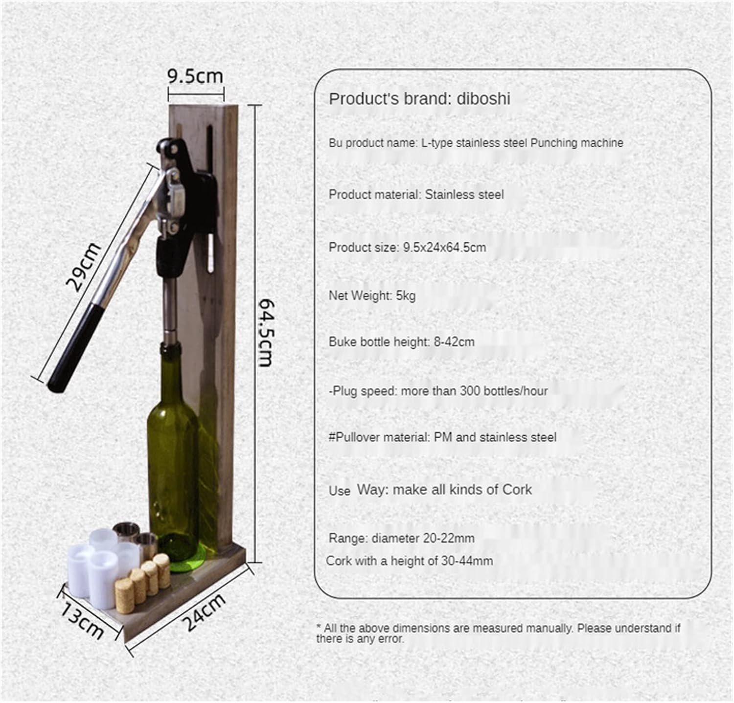 Manual Red Wine Bottle Capping Machine Stainless Steel Small Cork Commercial Wine Stopper Utensil,B-POMx2
