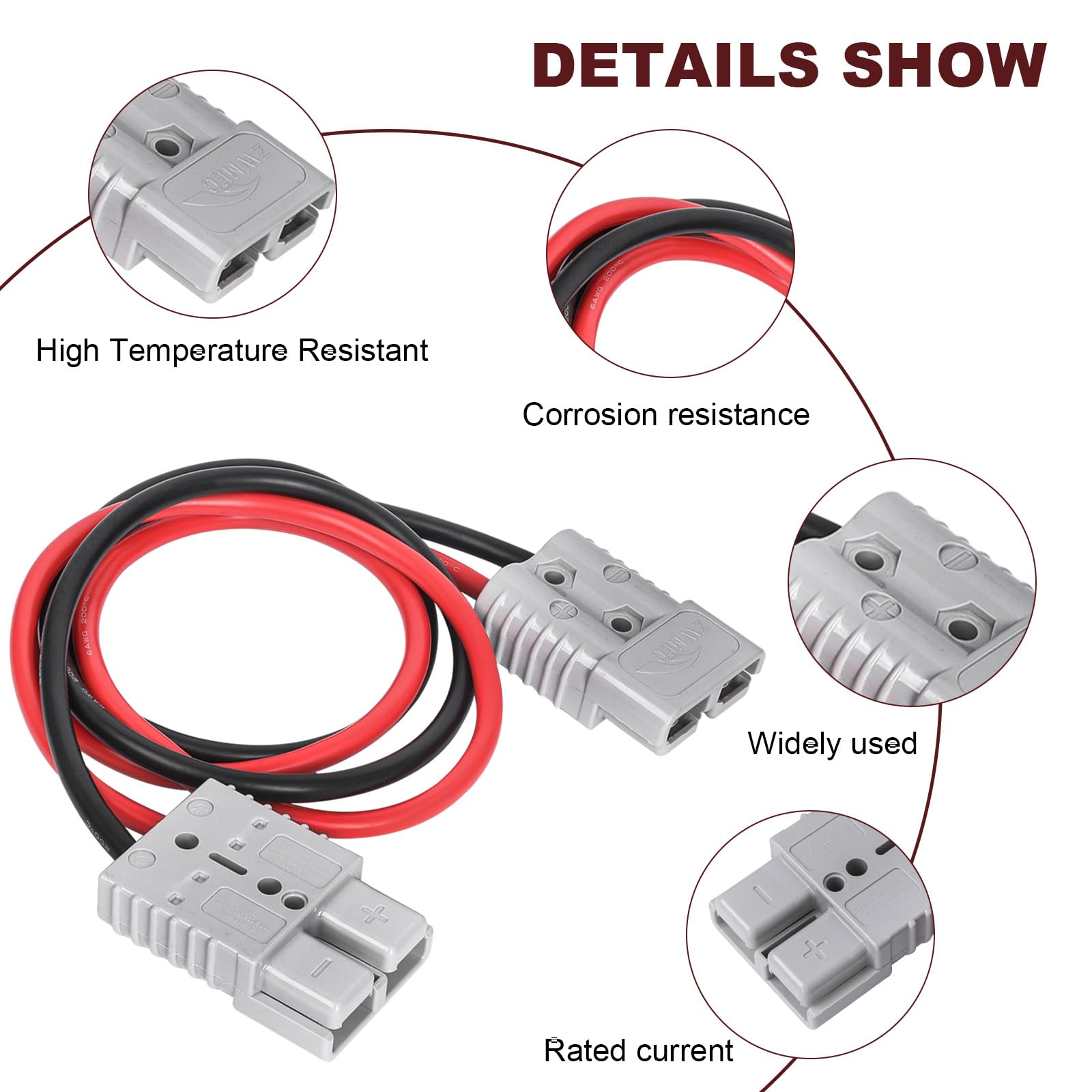 Winch Vtt Forklift Extensions Aazon.co: Abuker 175A Anderson Connector Plug With 6AWG 1.2 47.24in Long Cord Battery Quick Quick Battery Connector Anderson Plug