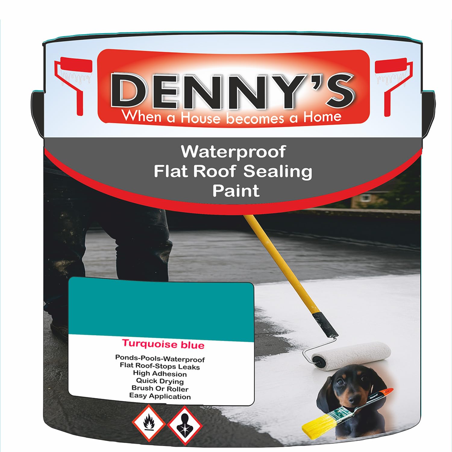 SCOOBYS PAINTS BACK IN THE MIX Chlorinated Rubber Flat Roof Paint – Waterproof Roof Sealer & Leak Repair Coating, Quick Drying, High Adhesion (Turquoise blue, 250ML Tin)