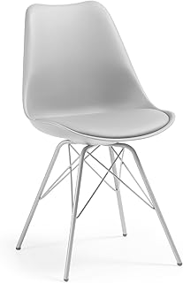 Kave Home - Silla de Comedor Ralf Gris con Asiento Acolchado y Patas de Acero en Gris