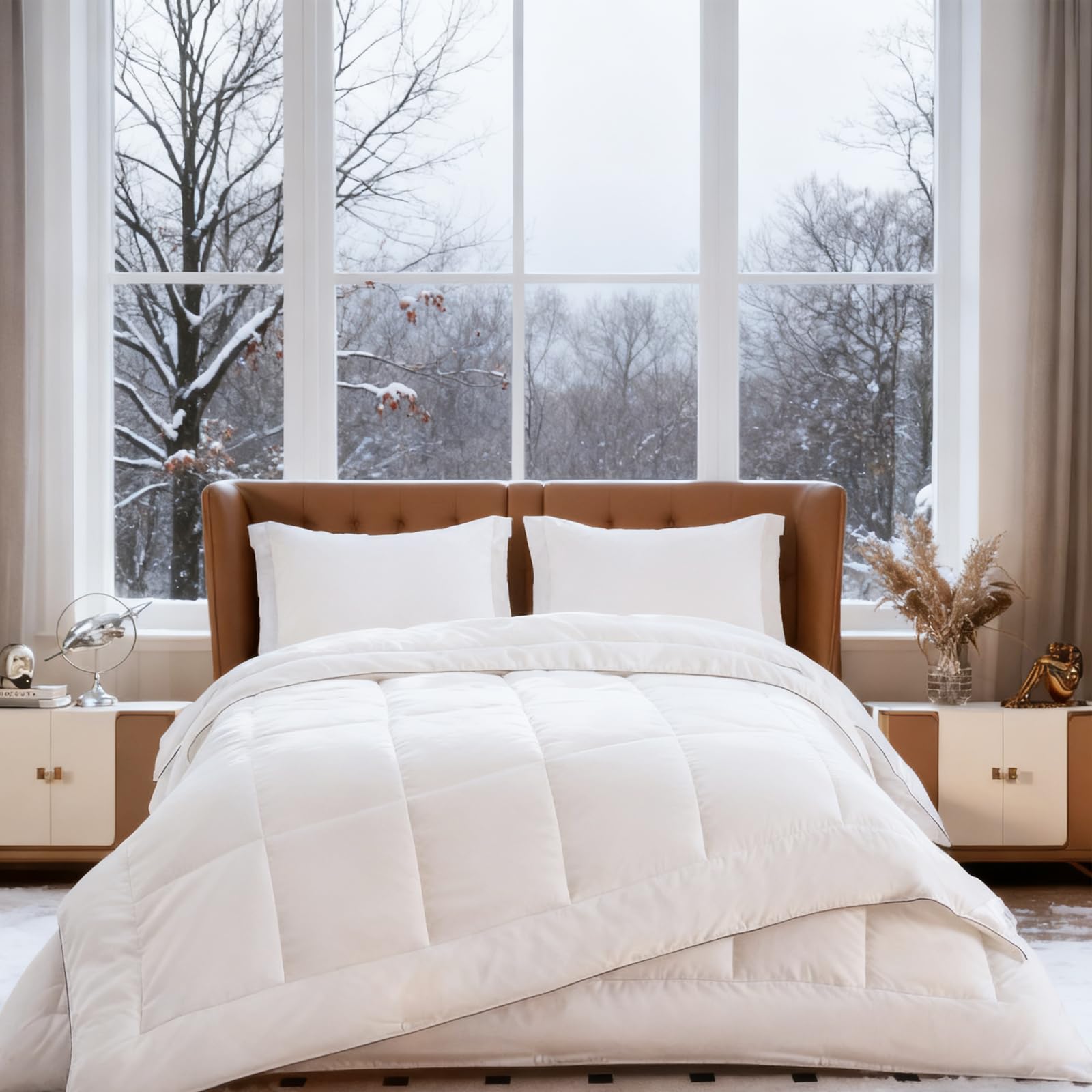 Edredón Relleno Nórdico 4 Estaciones Cama 135 (220x220cm) - 2 en 1 (125 gr/m2 + 250 gr/m2) - Edredón para Invierno, Verano, Primavera y Otoño, Nórdico de Fibra Suave, Transpirable y Antiácaros