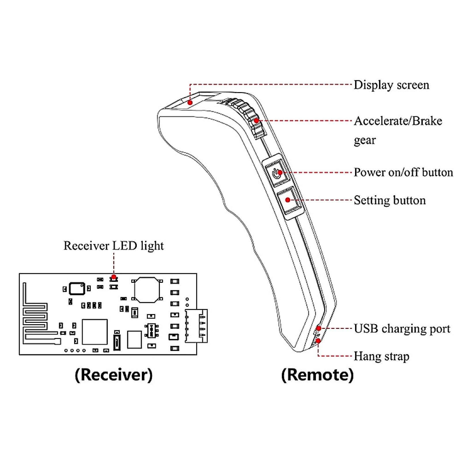 Telecomando, telecomando senza fili per skateboard elettrico con linea di connessione, modulo per il controllo wireless della velocità dello skateboard elettrico fai-da-te 2.4Ghz VX2