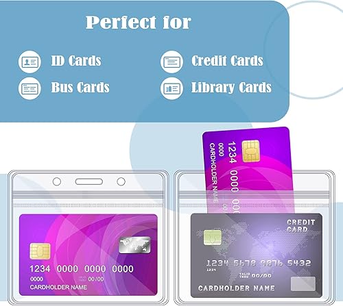 Vista 17 de Zonon 150 soportes para tarjetas de identificación, de plástico transparente, fundas para tarjetas de identificación, fundas horizontales