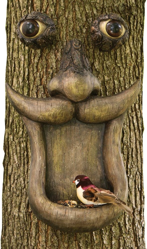 Tree Face Bird Feeder - Yard Decorations - Whimsical Tree Hugger Sculpture - Indoor/Outdoor Decoration - Garden Peeker Yard Art