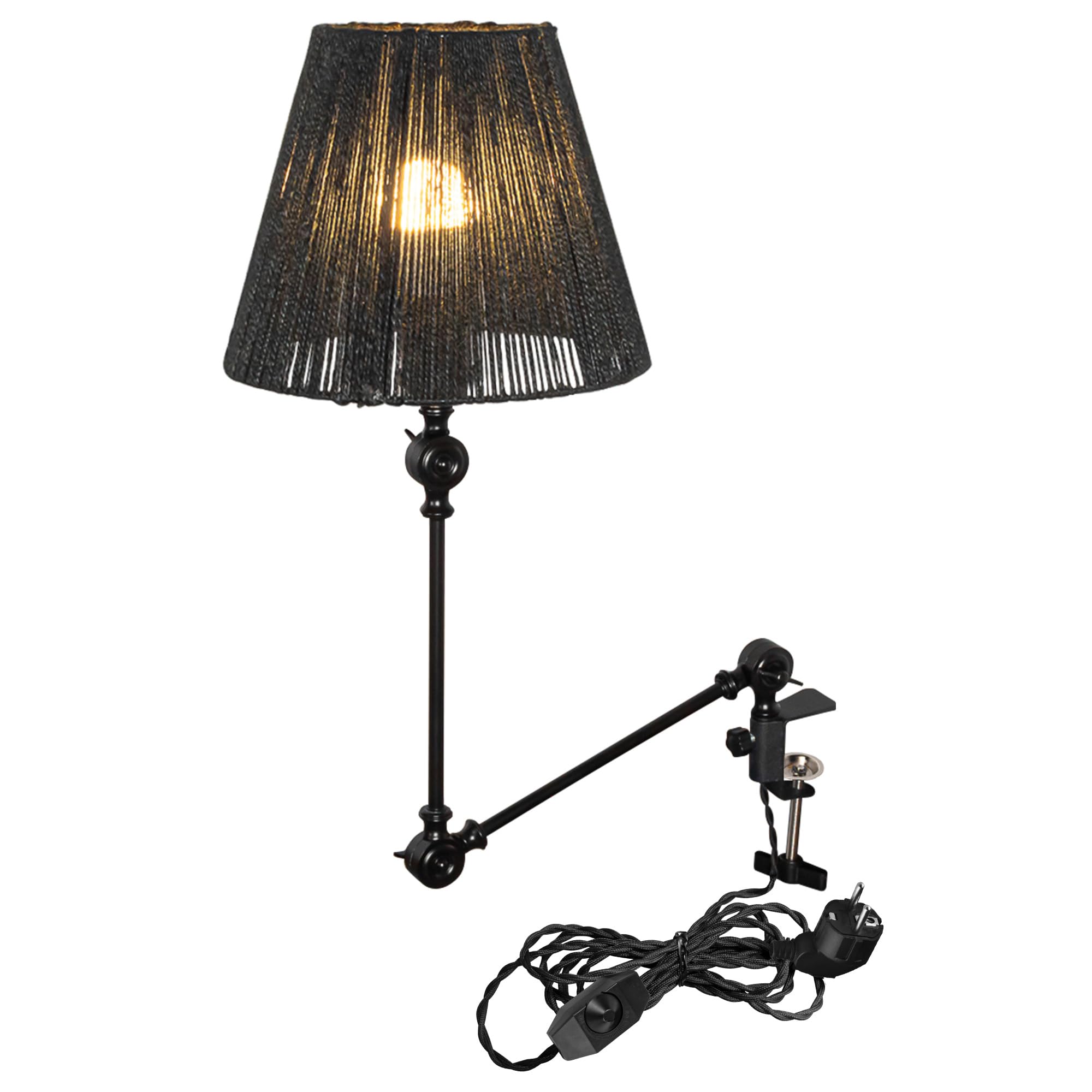 Retro Klemmleuchte,1 Packung Leselampe mit 2,5 m Kabel, Dimmbar Nachttischlampe,Augenpflege Schreibtischlampe für Büro Heimgebrauch, E27 Lampenhalterung TD0754