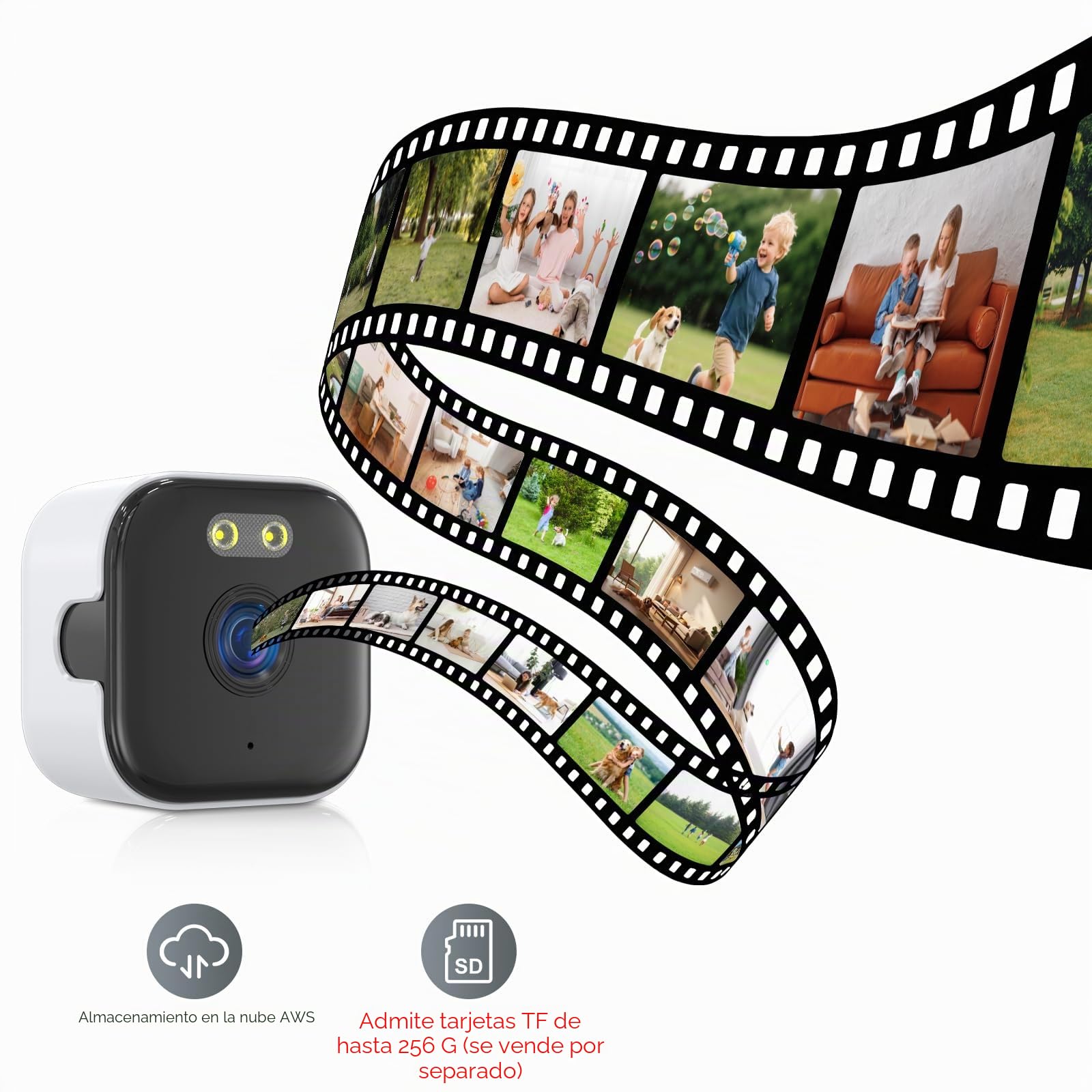 ANYQOO Cámara de Seguridad, cámara Interior de 3 MP 2K, cámara de Ventana WiFi de 2.4 GHz y 5 GHz para el hogar, visión Nocturna a Color, detección de Movimiento, grabación 24/7, fácil de Instalar