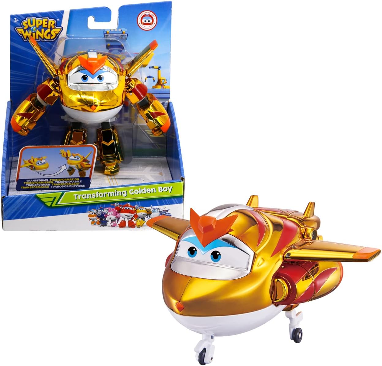 Super Wings EU750231 Golden Character Easy Transformation Preschool Kids Gift Toys for 3+ Year Old Boys Girls, Gold, 5'