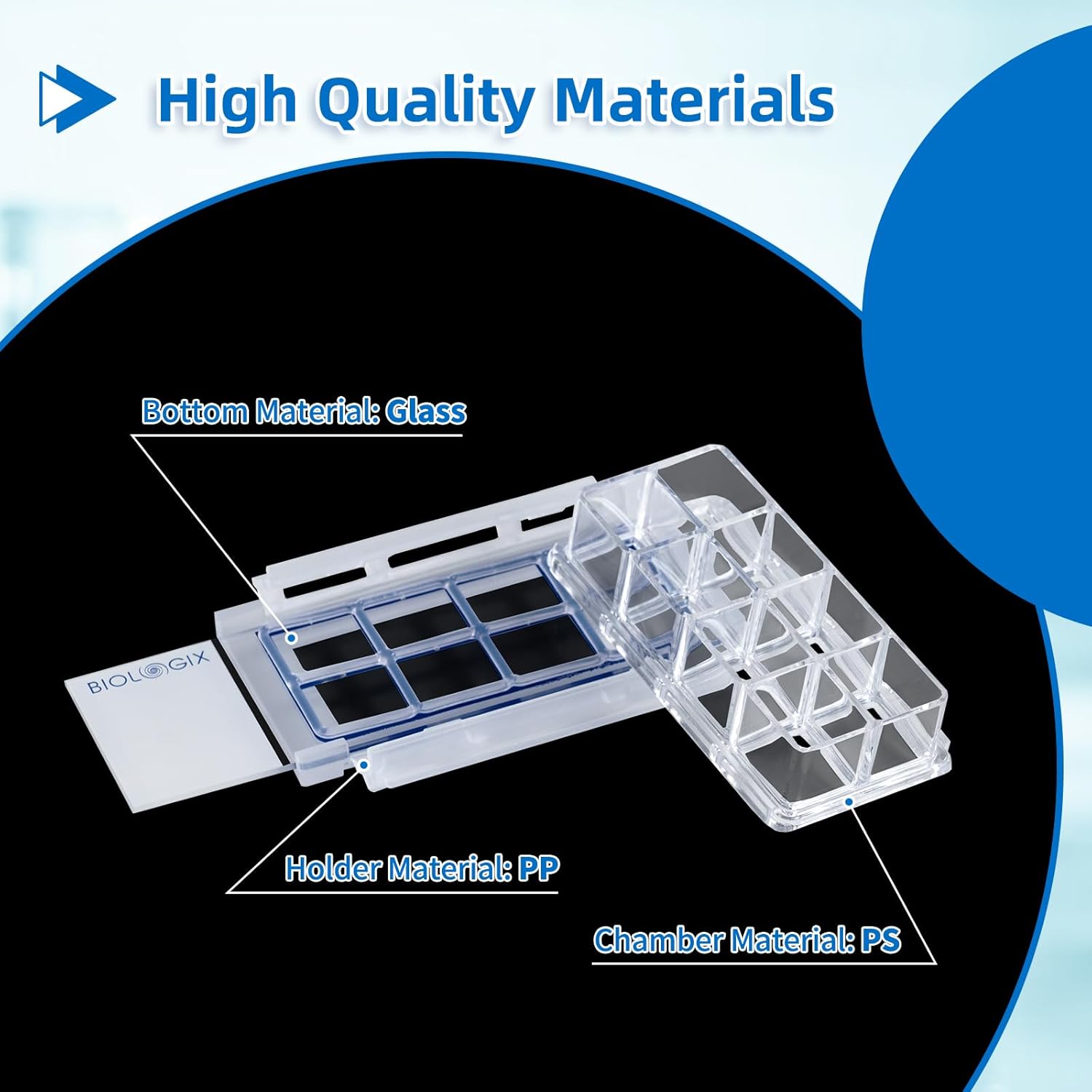 Cell Culture Chamber Slide, 8-Well, PS Frame, Glass Slide, PP Holder, Sterile, Case of 12 - Image 6